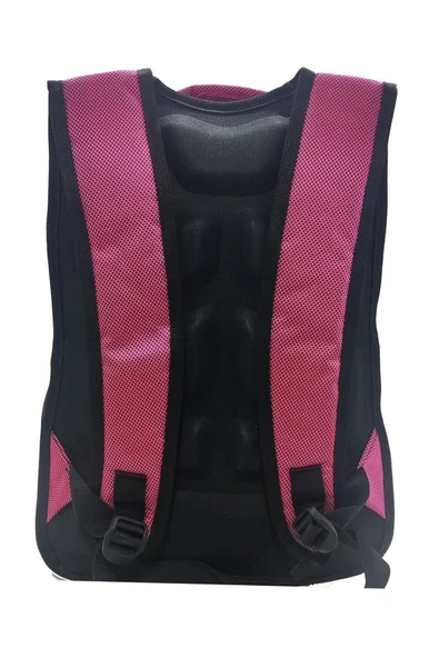 Okul Çantası 5 Cepli + Kalemlik Su Geçirmez Lise Ortaokul Çantası Pembe - Resim 3