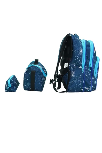 Lugmo 3 Lü Ortaokul Çanta Seti İlkokul Çantası Komple Astarlı Arabalı Galaxy - 3
