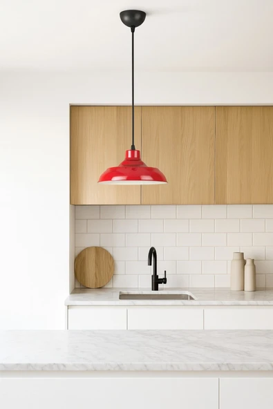 LEGACY  Çakır Kırmızı Modern Metal Salon - Mutfak - Cafe Sıvama Tekli Sarkıt Avize ürün görseli