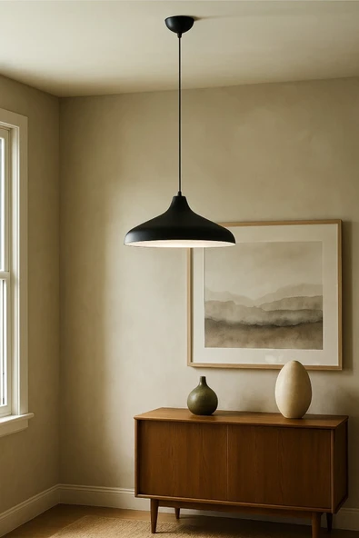 LEGACY  Nil Siyah Içi Gümüş Renk Özel Tasarım Modern Dekoratif Cafe Sarkıt Cafe - Mutfak Tekli Avize ürün görseli