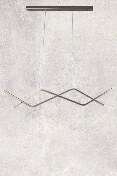 LEGACY  Utku Modern Tasarım Kahverengi Yemek Masası Üstü - Mutfak - Salon Beyaz Led 2 Li Avize - Resim 4