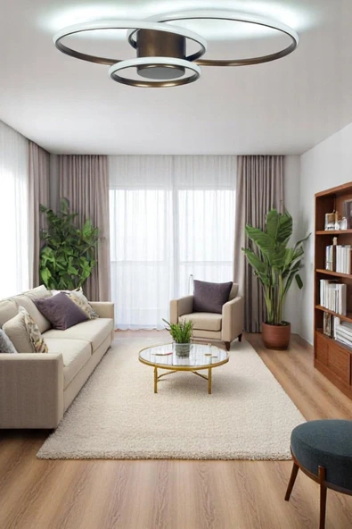 LEGACY  Sole Modern Tasarım Bronz Renk Salon - Mutfak - Hol Beyaz Led 3 Lü Avize ürün görseli