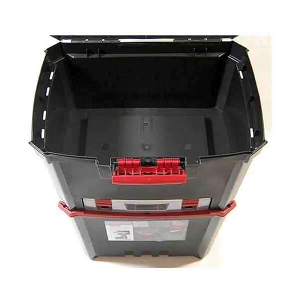 Tekerlekli Takım Çantası Plastik Organizer Bölmeli Kapaklı 2 Katlı İkili Takım Sandığı Monoblok - Resim 3