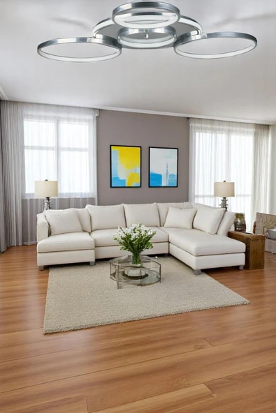 LEGACY  Yaman Modern Tasarım Krom Renk Beyaz Ledli Cafe - Mutfak - Salon Led Avize ürün görseli