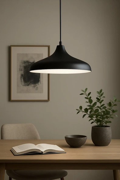 LEGACY  Nil Siyah Içi Beyaz Renk Özel Tasarım Modern Dekoratif Cafe Sarkıt Cafe - Mutfak Tekli Avize - Resim 3