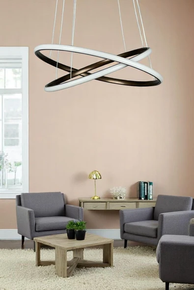 LEGACY  Rings 2'Li Modern Tasarım Kahverengi - Yatak Odası - Salon - Çocuk Odası - Mutfak Beyaz Ledli Avize ürün görseli