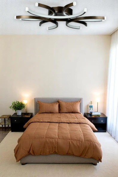 LEGACY  Levora Modern Tasarım - Salon - Mutfak - Yatak Odası Bronz Renk Beyaz Işıklı Led Avize - Resim 3