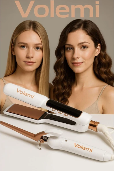 Volemi V-0096 2’si 1 Arada Isı Ayarlı Profesyonel Seramik Saç Şekillendirici Ve Maşa - Resim 5
