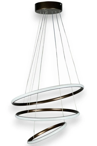 LEGACY  Rings 3'Lü Modern Tasarım Bronz Renk - Yatak Odası - Salon - Çocuk Odası - Mutfak Beyaz Ledli Avize - Resim 5