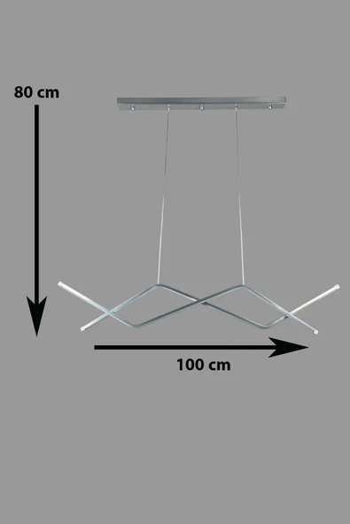 LEGACY  Utku Modern Tasarım Krom Renk Yemek Masası Üstü - Mutfak - Salon Beyaz Led 2 Li Avize - Resim 2
