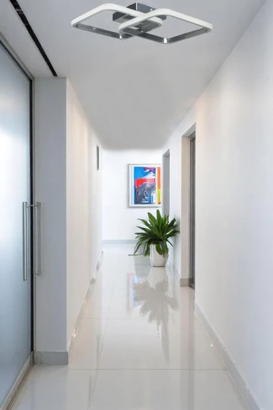 LEGACY  Kira Modern Tasarım Krom Renk Salon - Mutfak - Hol Beyaz Led 2 Li Avize - Resim 3