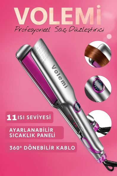 Volemi V-003 Geniş Plakalı Saç Düzleştirici | Hızlı Isınma, Dijital Led Ekran Parlak Pürüzsüz Saçlar - Resim 2