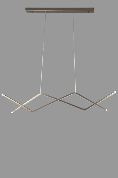 LEGACY  Utku Modern Tasarım Kahverengi Yemek Masası Üstü - Mutfak - Salon Beyaz Led 2 Li Avize - Resim 5