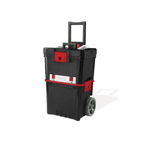 Tekerlekli Takım Çantası Plastik Organizer Bölmeli Kapaklı 2 Katlı İkili Takım Sandığı Monoblok - Resim 5