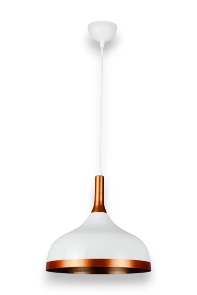 LEGACY  Cosmos Beyaz Içi Bakır Özel Tasarım Modern Dekoratif Cafe Mutfak Salon Sarkıt Tekli Avize (AMPULSÜZ) - Resim 4