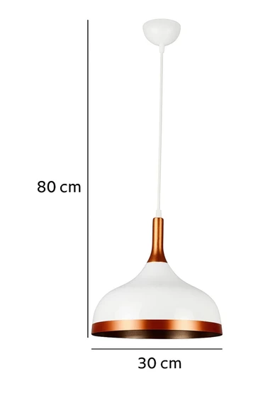 LEGACY  Cosmos Beyaz Içi Bakır Özel Tasarım Modern Dekoratif Cafe Mutfak Salon Sarkıt Tekli Avize (AMPULSÜZ) - Resim 2