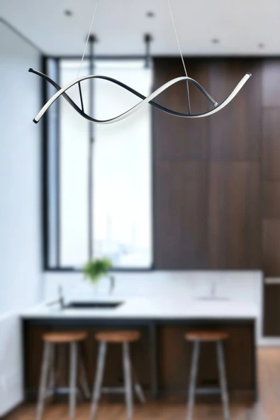 LEGACY  Lumora Modern Tasarım Siyah Renk Beyaz Ledli Cafe - Mutfak - Salon 2 Li Led Avize ürün görseli