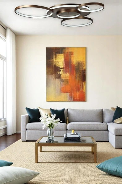 LEGACY  Yaman Modern Tasarım Kahverengi Beyaz Ledli Cafe - Mutfak - Salon Led Avize ürün görseli