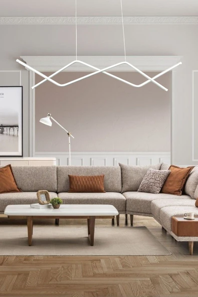 LEGACY  Utku Modern Tasarım Beyaz Renk Yemek Masası Üstü - Mutfak - Salon Beyaz Led 2 Li Avize ürün görseli