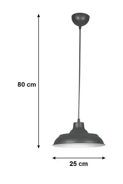 LEGACY  Çakır Siyah içi Beyaz Modern Metal Salon - Mutfak - Cafe Sıvama Tekli Sarkıt Avize - Resim 2