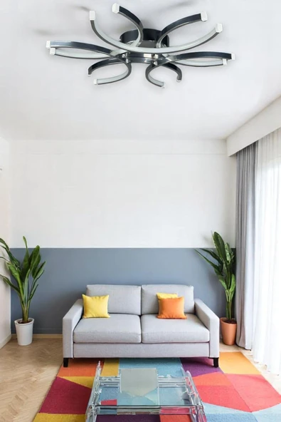 LEGACY  Levora Modern Tasarım - Salon - Mutfak - Yatak Odası Krom Renk Beyaz Işıklı Led Avize ürün görseli