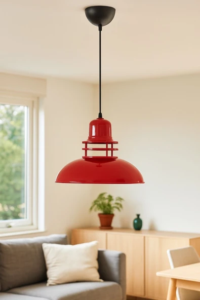 LEGACY  Fener Kırmızı Özel Tasarım Modern Salon - Mutfak - Cafe Tekli Sarkıt Avize ürün görseli