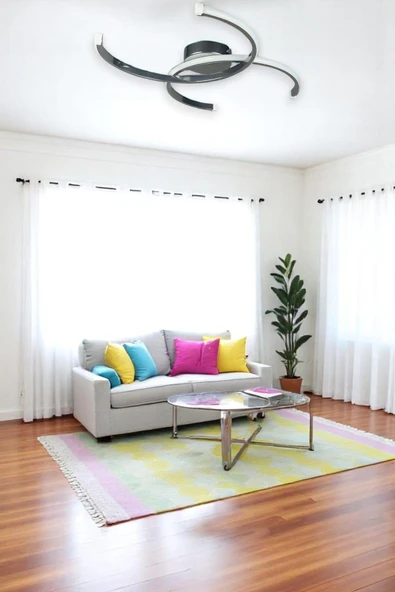 LEGACY  Duru Krom Renk Modern Tasarım Salon - Mutfak - Hol - Yatak Odası Beyaz Ledli Avize - Resim 3