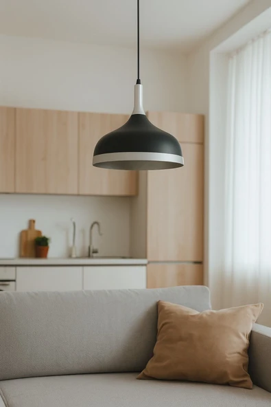 LEGACY  Cosmos Siyah Içi Gümüş Özel Tasarım Modern Dekoratif Cafe Mutfak Salon Sarkıt Tekli Avize (AMPULSÜZ) ürün görseli