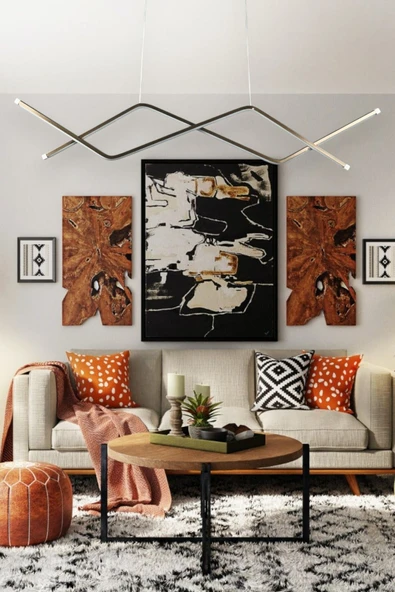 LEGACY  Utku Modern Tasarım Bronz Renk Yemek Masası Üstü - Mutfak - Salon Beyaz Led 2 Li Avize ürün görseli