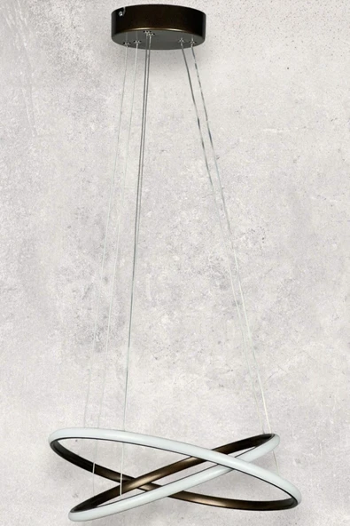 LEGACY  Rings 2'Li Modern Tasarım Kahverengi - Yatak Odası - Salon - Çocuk Odası - Mutfak Beyaz Ledli Avize - Resim 4