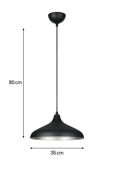 LEGACY  Nil Siyah Içi Gümüş Renk Özel Tasarım Modern Dekoratif Cafe Sarkıt Cafe - Mutfak Tekli Avize - Resim 2