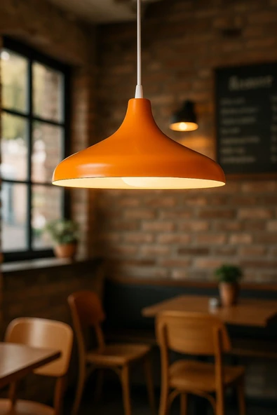 LEGACY  Nil Turuncu Renk Özel Tasarım Modern Dekoratif Cafe Sarkıt Cafe - Mutfak Tekli Avize - Resim 3