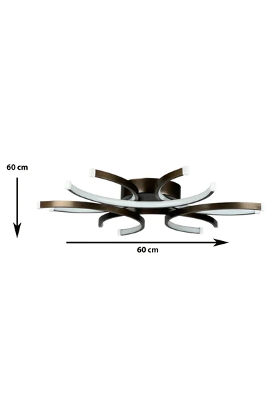 LEGACY  Levora Modern Tasarım - Salon - Mutfak - Yatak Odası Bronz Renk Beyaz Işıklı Led Avize - Resim 2