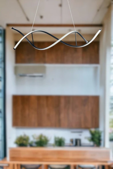 LEGACY  Lumora Modern Tasarım Siyah Renk Beyaz Ledli Cafe - Mutfak - Salon 2 Li Led Avize - Resim 2