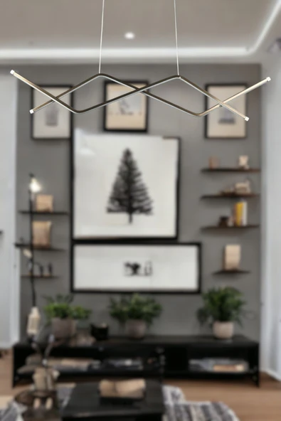 LEGACY  Utku Modern Tasarım Bronz Renk Yemek Masası Üstü - Mutfak - Salon Beyaz Led 2 Li Avize - Resim 3