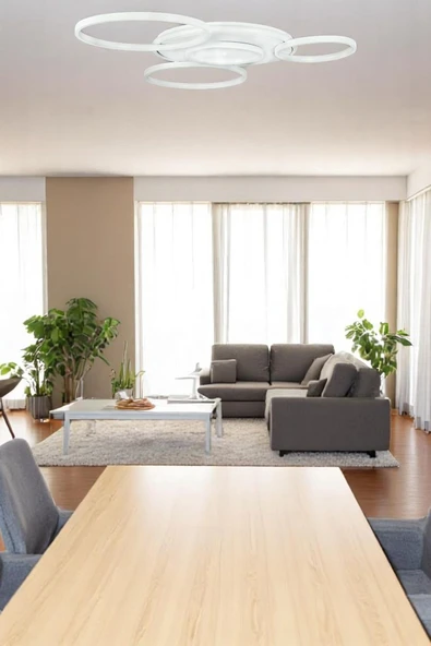 LEGACY  Yaman Modern Tasarım Beyaz Renk Beyaz Ledli Cafe - Mutfak - Salon Led Avize - Resim 3