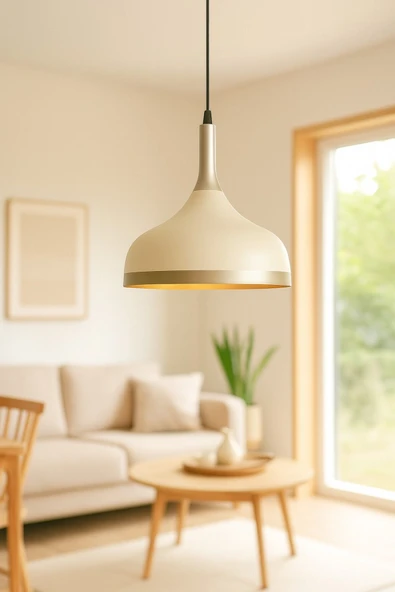 LEGACY  Cosmos Krem Içi Gold Özel Tasarım Modern Dekoratif Cafe Mutfak Salon Sarkıt Tekli Avize (AMPULSÜZ) ürün görseli