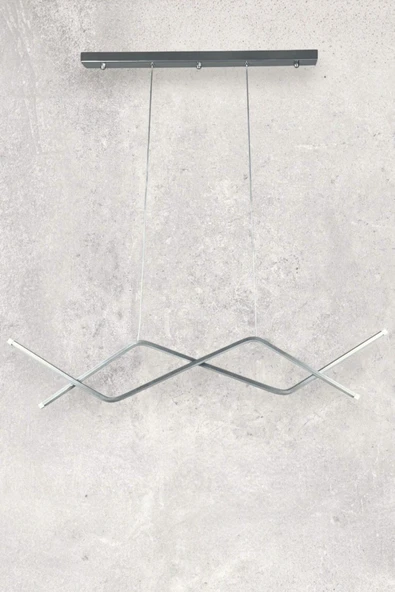 LEGACY  Utku Modern Tasarım Gri Renk Yemek Masası Üstü - Mutfak - Salon Beyaz Led 2 Li Avize - Resim 4