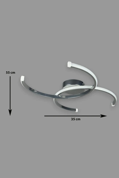 LEGACY  Duru Krom Renk Modern Tasarım Salon - Mutfak - Hol - Yatak Odası Beyaz Ledli Avize - Resim 2