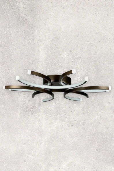 LEGACY  Levora Modern Tasarım - Salon - Mutfak - Yatak Odası Bronz Renk Beyaz Işıklı Led Avize - Resim 4