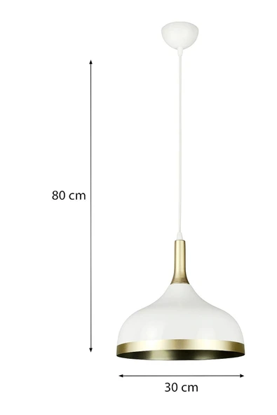 LEGACY  Cosmos Beyaz Içi Gold Özel Tasarım Modern Dekoratif Cafe Mutfak Salon Sarkıt Tekli Avize (AMPULSÜZ) - Resim 2