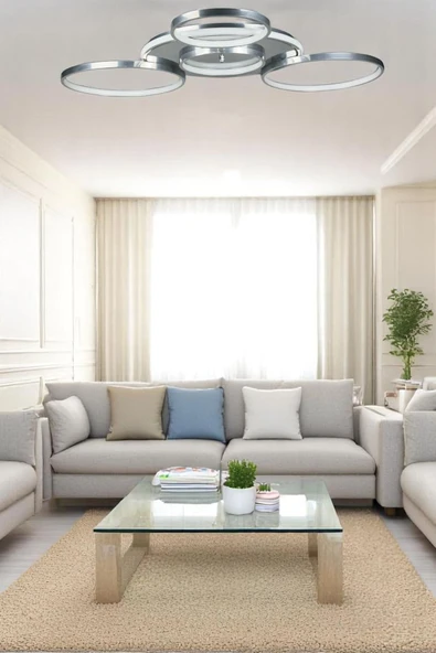 LEGACY  Yaman Modern Tasarım Krom Renk Beyaz Ledli Cafe - Mutfak - Salon Led Avize - Resim 3