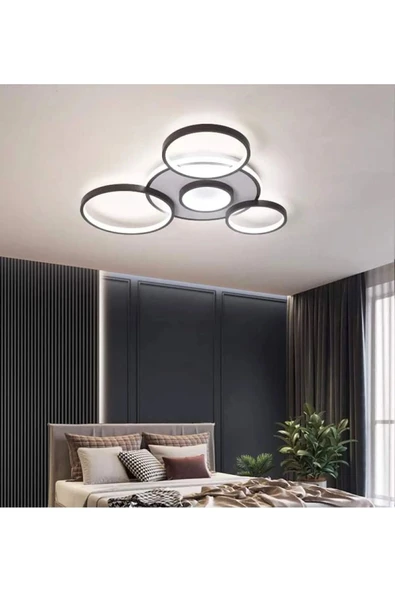 LEGACY  Yaman Modern Tasarım Siyah Renk Beyaz Ledli Cafe - Mutfak - Salon Led Avize ürün görseli