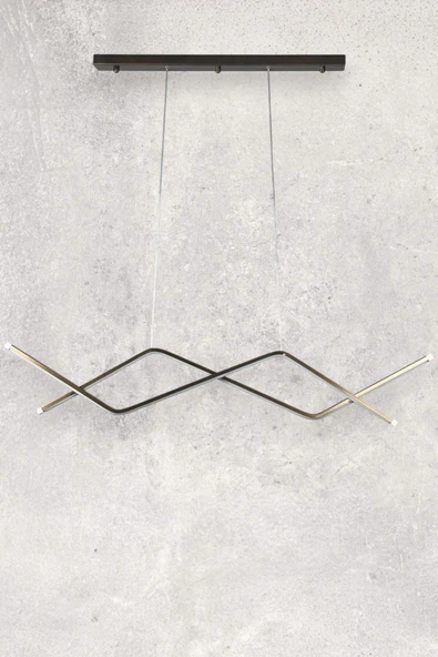 LEGACY  Utku Modern Tasarım Bronz Renk Yemek Masası Üstü - Mutfak - Salon Beyaz Led 2 Li Avize - Resim 4