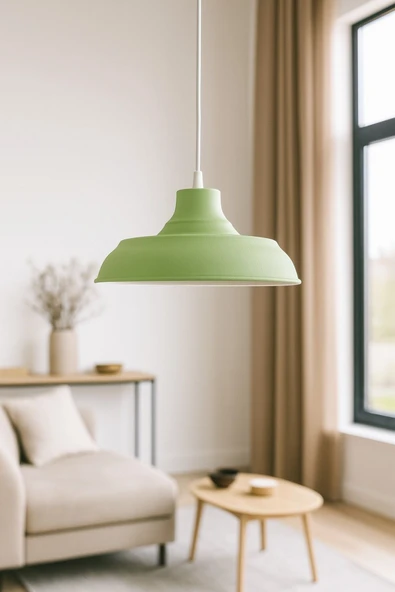 LEGACY  Çakır Yeşil Beyaz Modern Metal Salon - Mutfak - Cafe Sıvama Tekli Sarkıt Avize ürün görseli