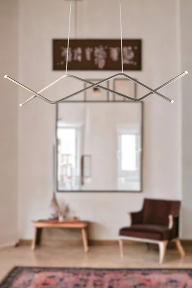 LEGACY  Utku Modern Tasarım Kahverengi Yemek Masası Üstü - Mutfak - Salon Beyaz Led 2 Li Avize ürün görseli