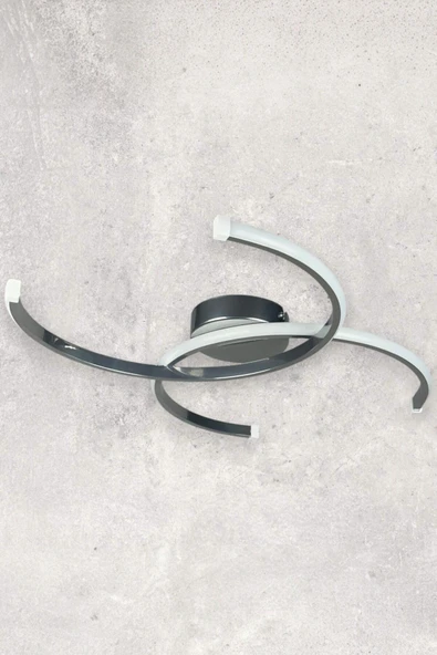 LEGACY  Duru Krom Renk Modern Tasarım Salon - Mutfak - Hol - Yatak Odası Beyaz Ledli Avize - Resim 4