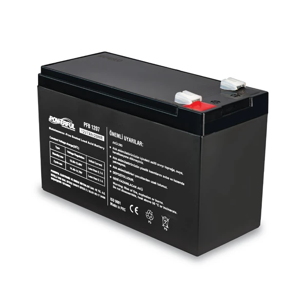 POWERFUL PFB-1207 12V 7AH 20HR BAKIMSIZ KURU TİP AKÜ - Resim 2