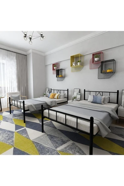 Özgök Tarım ÖZGÖK TARIM Metal Karyola, CNS Başlıklı Metal Karyola Siyah Renk, Tek ve Çift Kişilik,Ölçü Seçenekli 120x200 - Resim 5