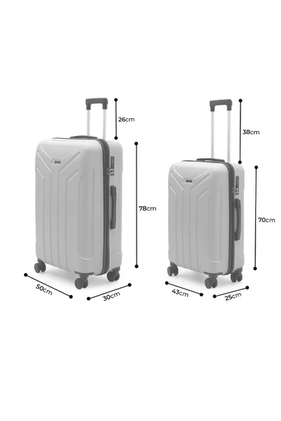Petra Lüx 2'li Abs Valiz Seti Büyük & Orta Boy Antrasit - Resim 5